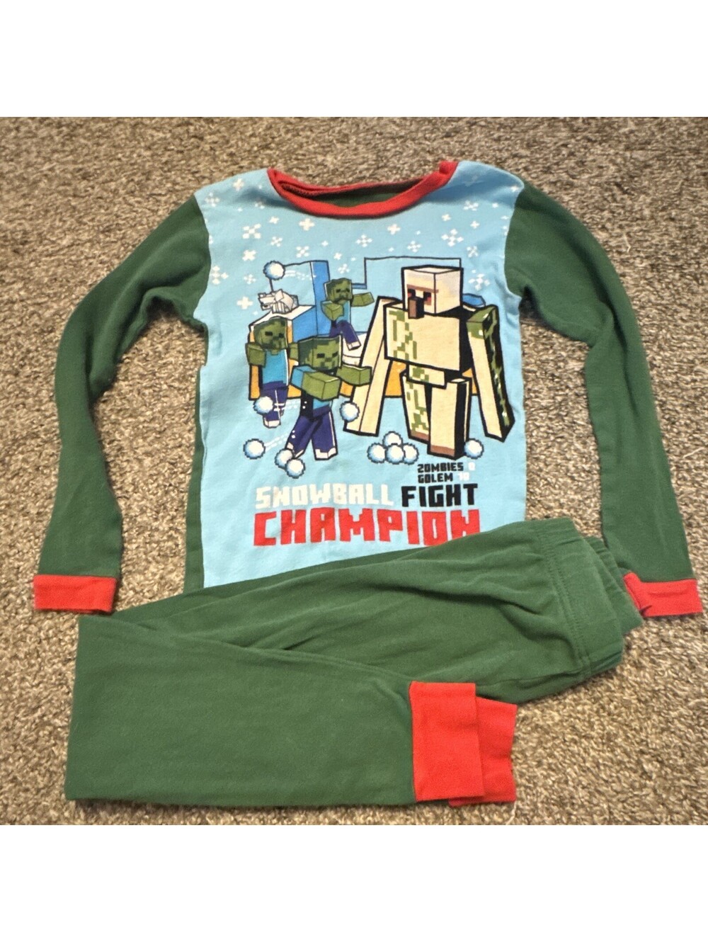 Minecraft Boys 2-Piece pajama Set Size 8 Cotton Snowball Fight [COPY] [COPY]